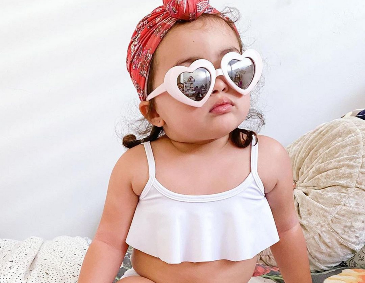 Girls UPF 50+ Flounce Bikini Top | Turquoise