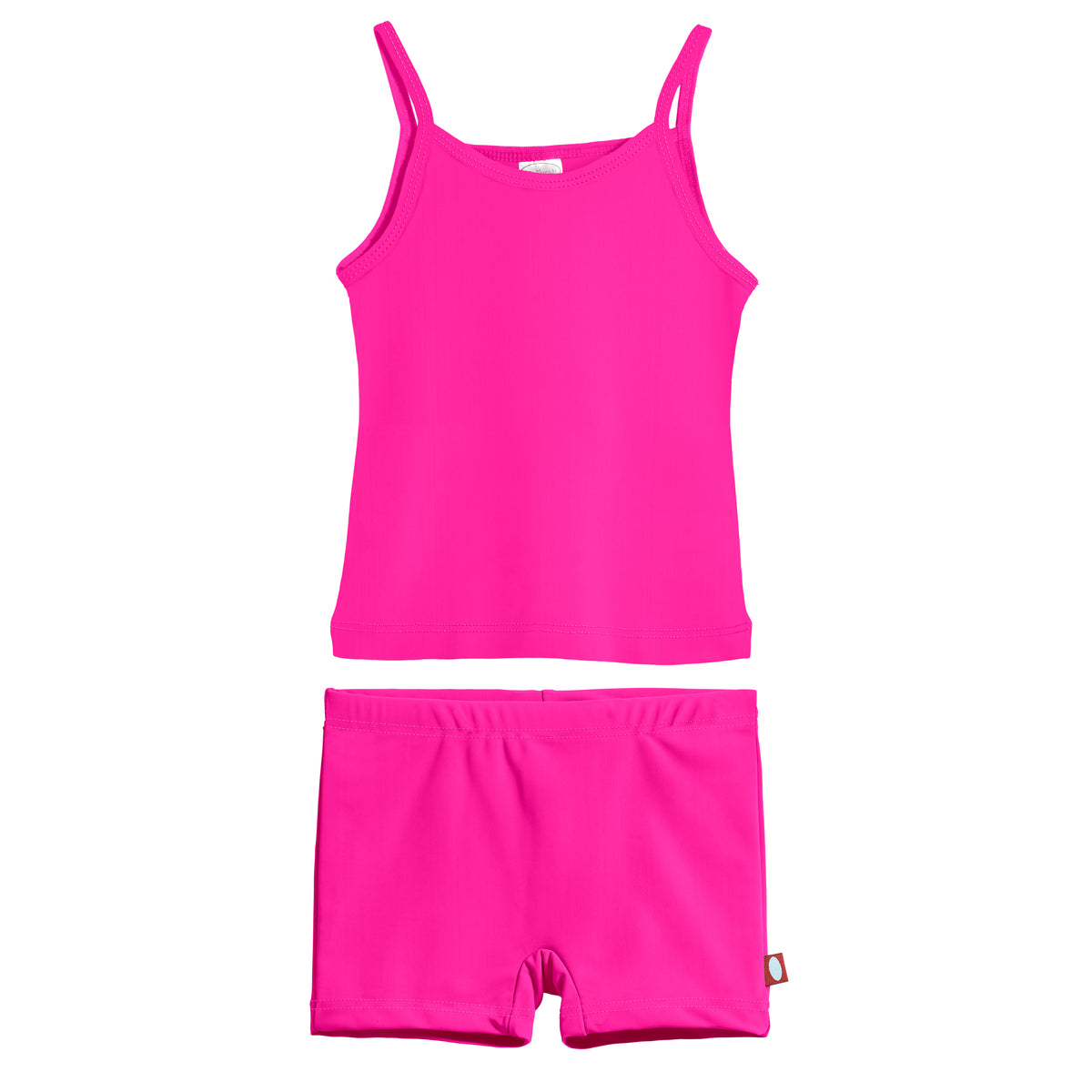 Girls UPF 50+ Swim Cami & Boy Short 2-Piece Set | Hot Pink