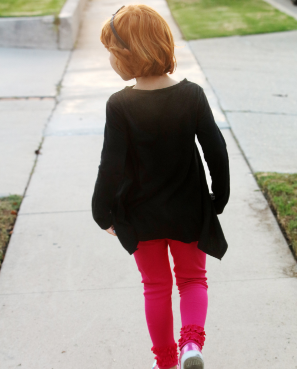 Girls Soft Cotton Jersey Long Sleeve Shark Bite Tunic | Purple