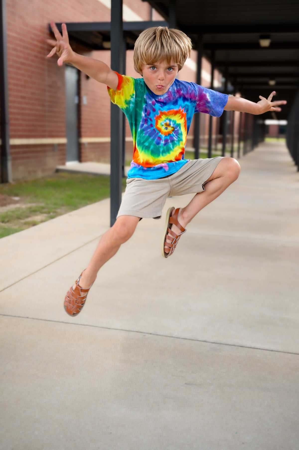 Boys Tie-Dye Soft Organic Cotton Jersey Short Sleeve Crew Tee  | Rainbow Spiral