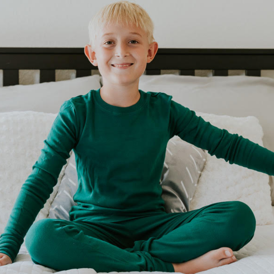 Boys and Girls Soft 100% Organic Cotton Snug Fit Pajama Sets | Oatmeal