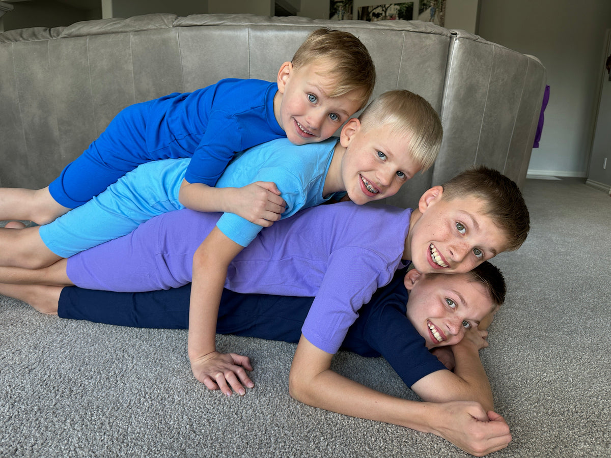 Boys and Girls Soft Organic Cotton Short Sleeve Snug Fit Pajama Set | Navy