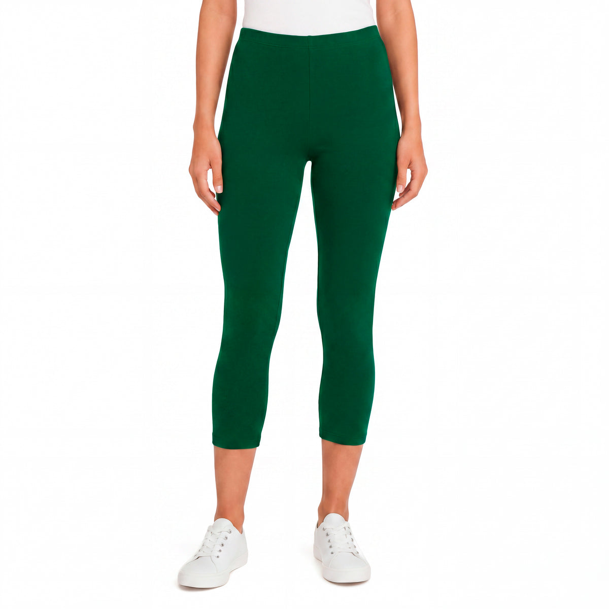 Women's 100% Cotton Soft Capri Leggings | Forest Green