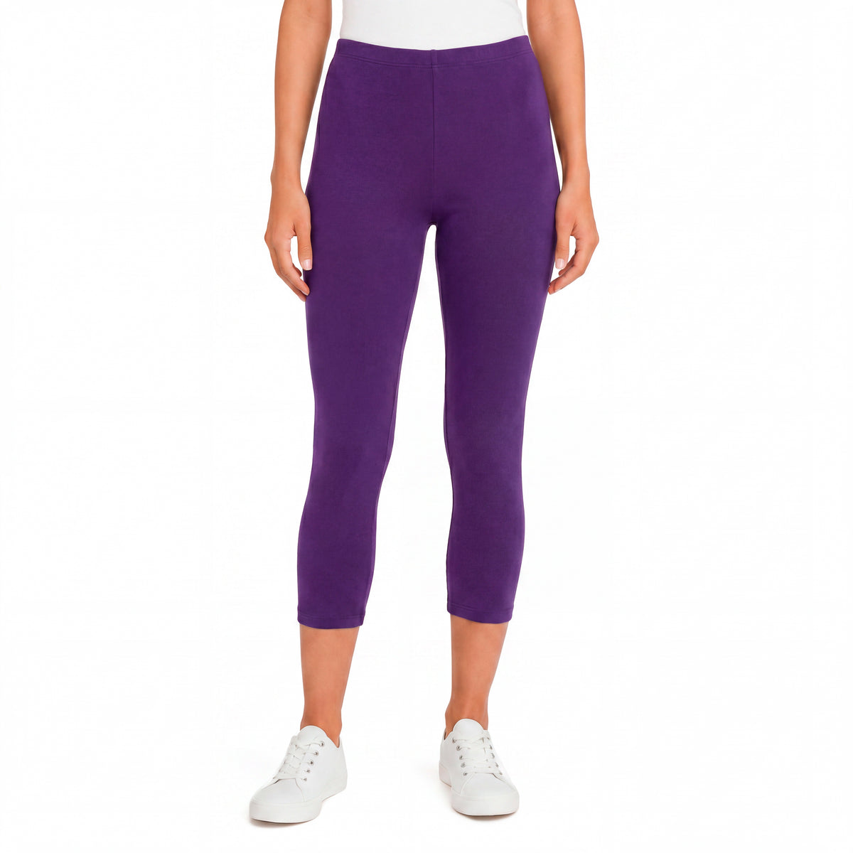 Women's 100% Cotton Soft Capri Leggings | Purple