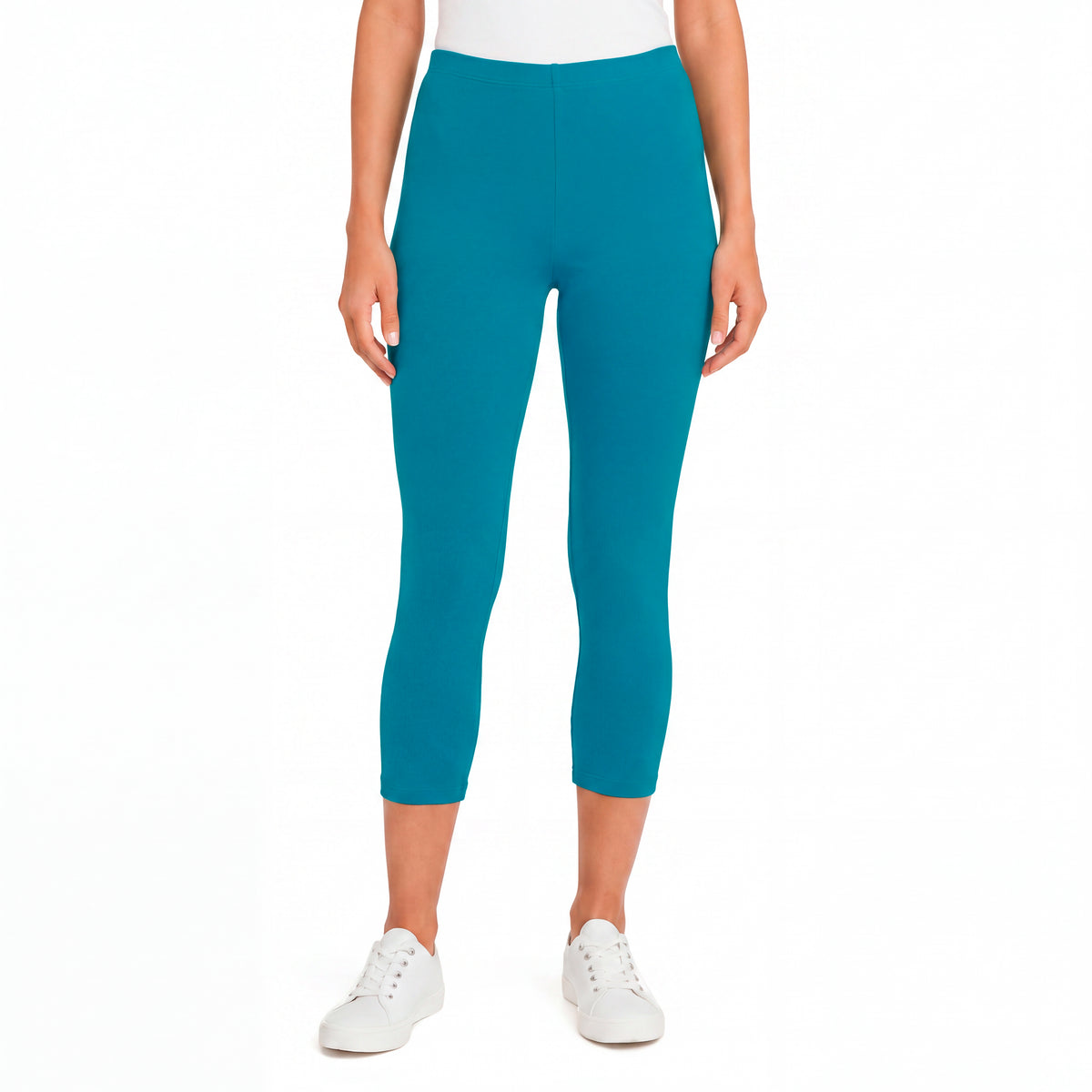 Women's 100% Cotton Soft Capri Leggings | Teal