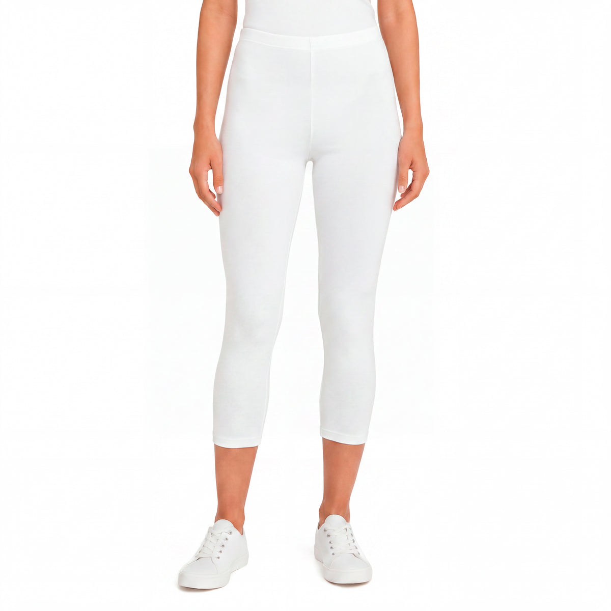 Women's 100% Cotton Soft Capri Leggings | White