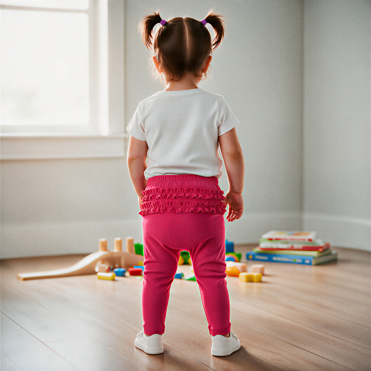 Baby Ruffle Butt Soft 100% Cotton Leggings | Hot Pink