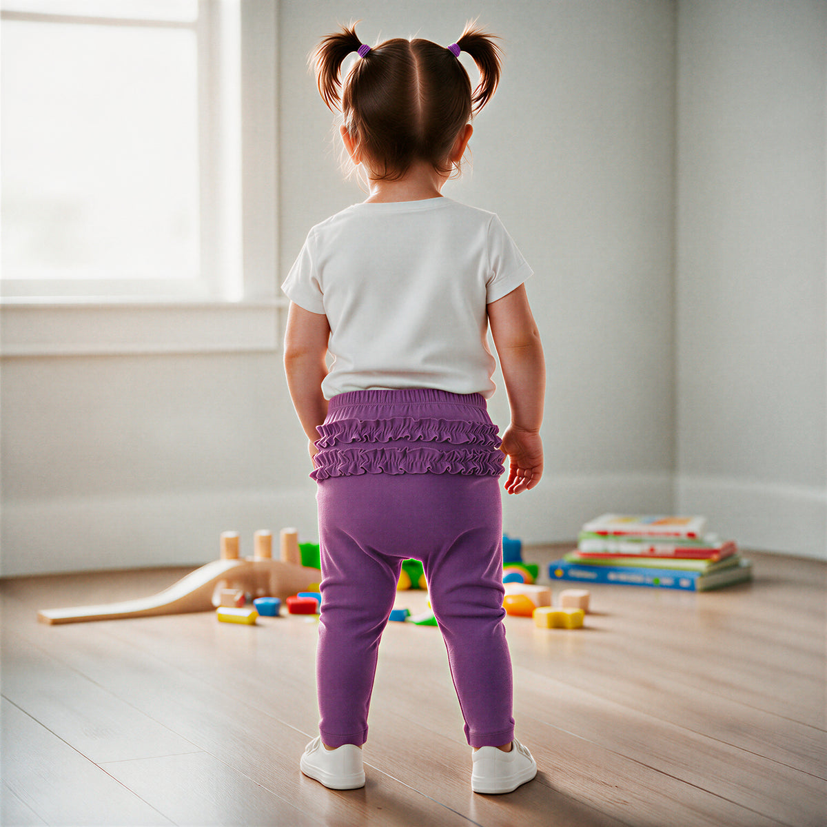 Baby Ruffle Butt Soft 100% Cotton Leggings | Plum