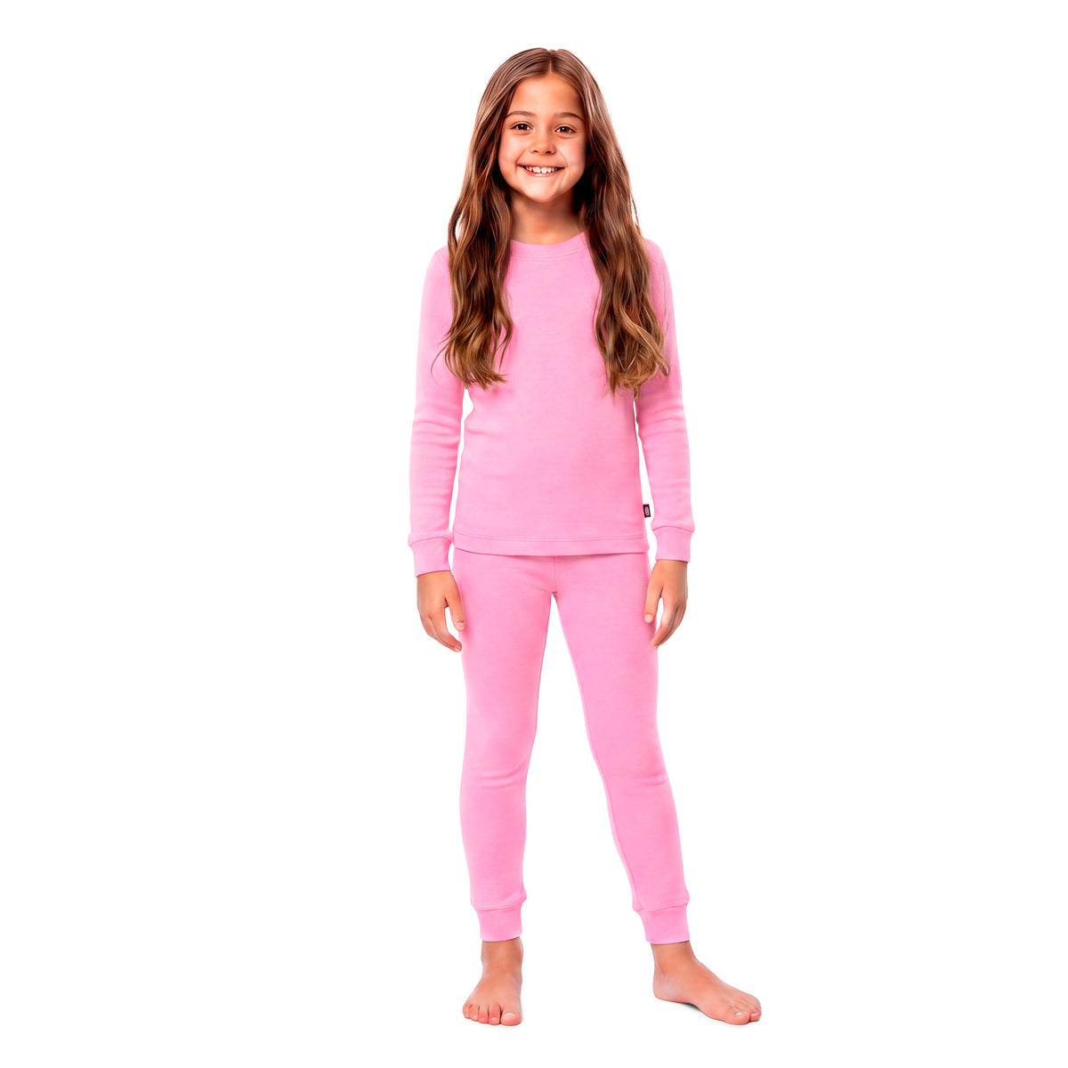 Boys and Girls Soft 100% Organic Cotton Snug Fit Pajama Sets | Medium Pink