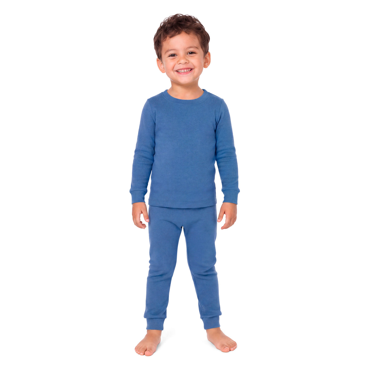 Boys and Girls Soft 100% Organic Cotton Snug Fit Pajama Sets | Smurf Blue