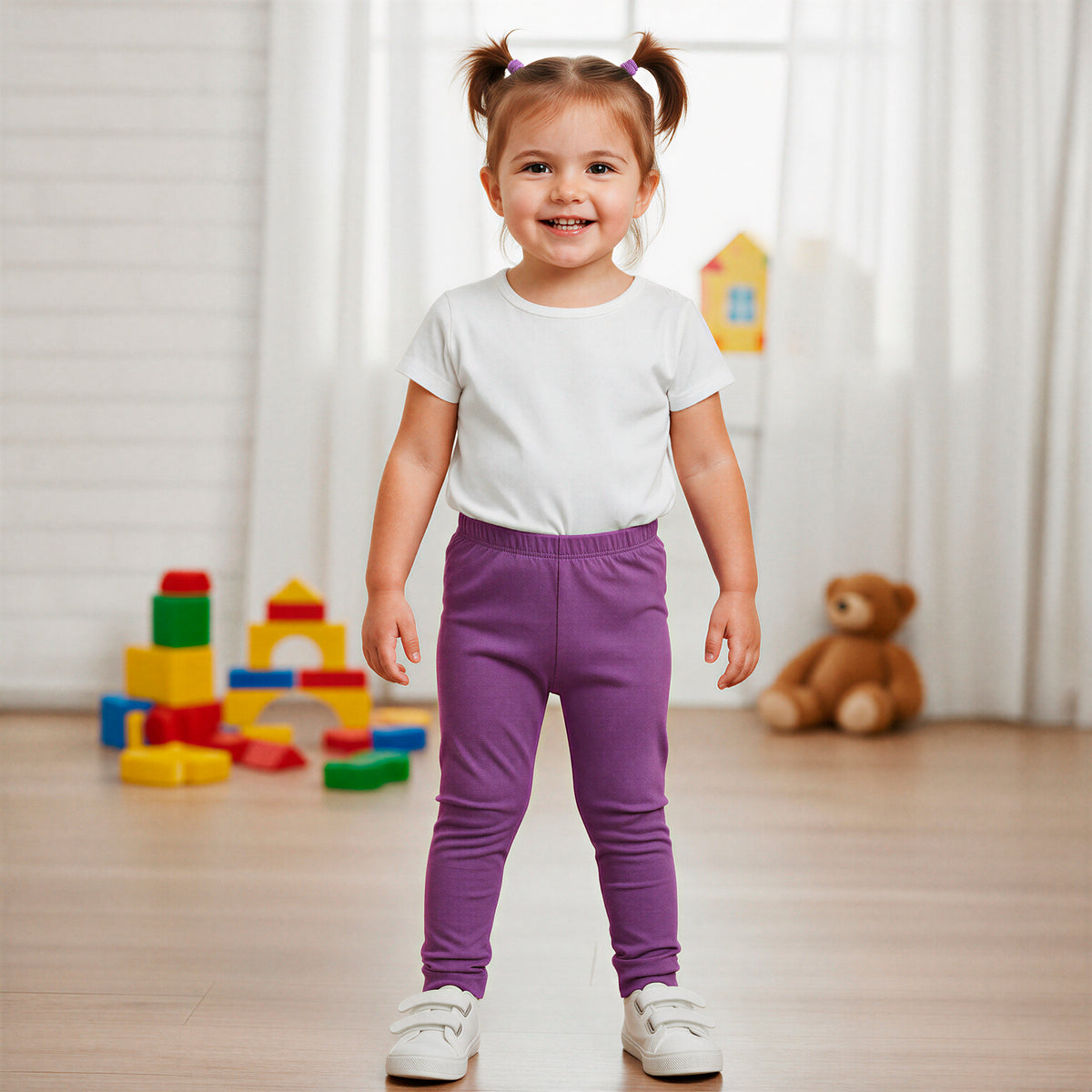 Baby Ruffle Butt Soft 100% Cotton Leggings | Plum