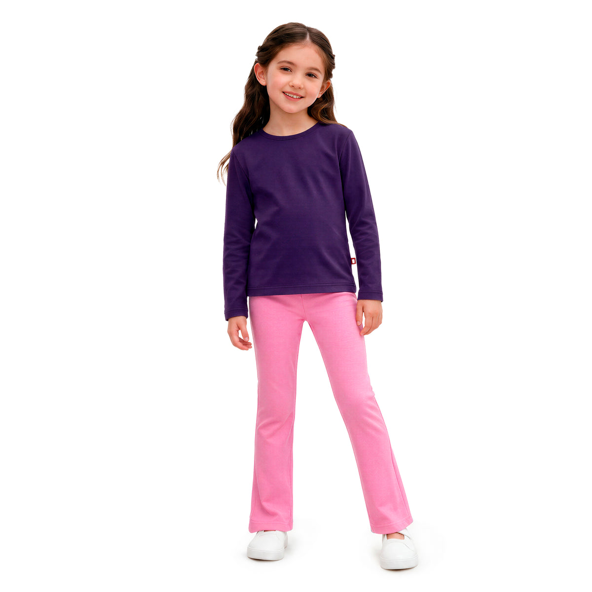 Girls Soft 100% Cotton Flare Boot-Cut Leggings | Bubblegum