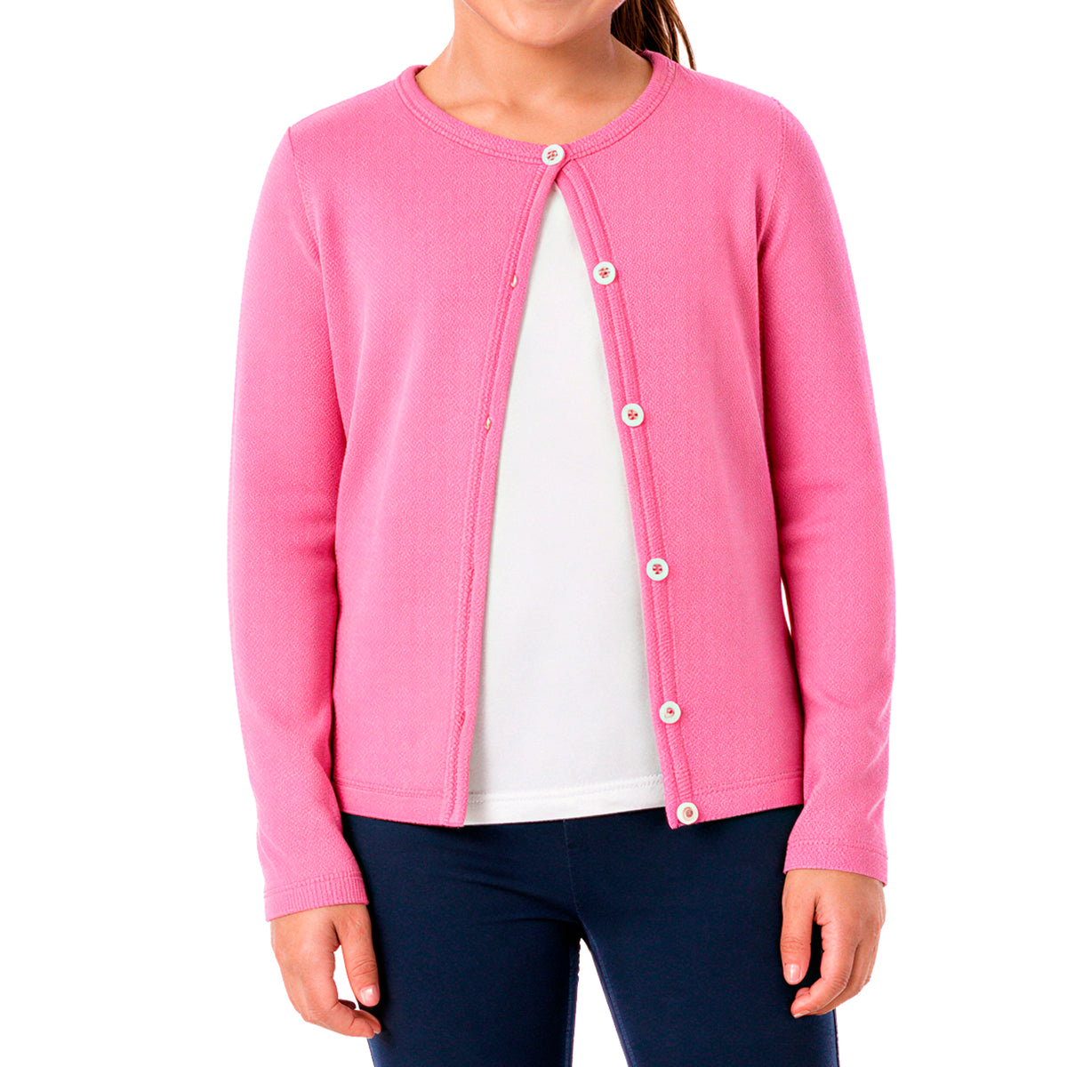 Girls Soft 100% Cotton Button-Down Cardigan | Bubblegum