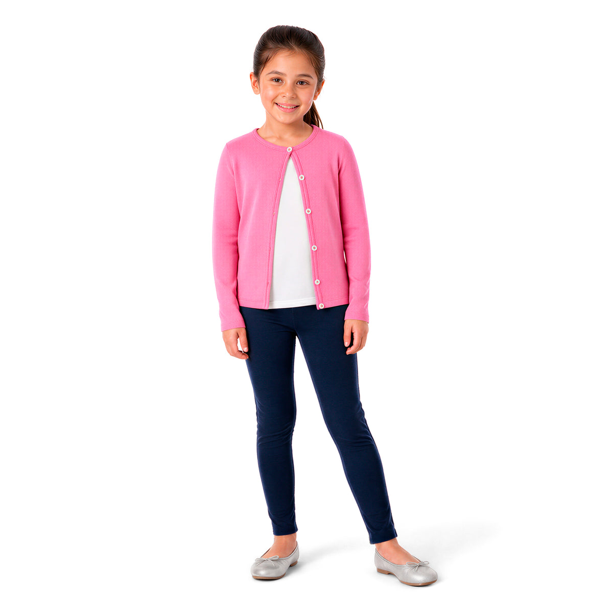 Girls Soft 100% Cotton Button-Down Cardigan | Bubblegum