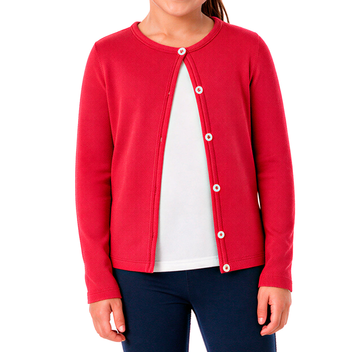 Girls Soft 100% Cotton Button-Down Cardigan | Candy Apple