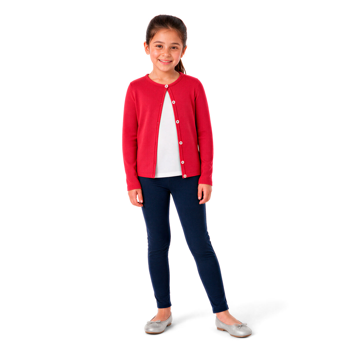 Girls Soft 100% Cotton Button-Down Cardigan | Candy Apple