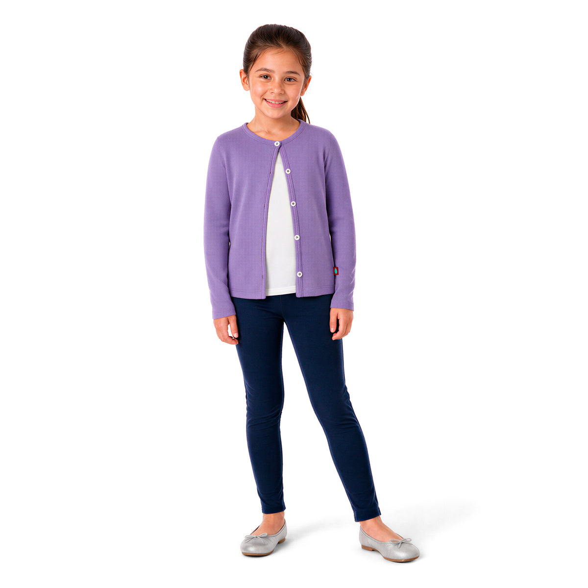 Girls Soft 100% Cotton Button-Down Cardigan | Deep Purple