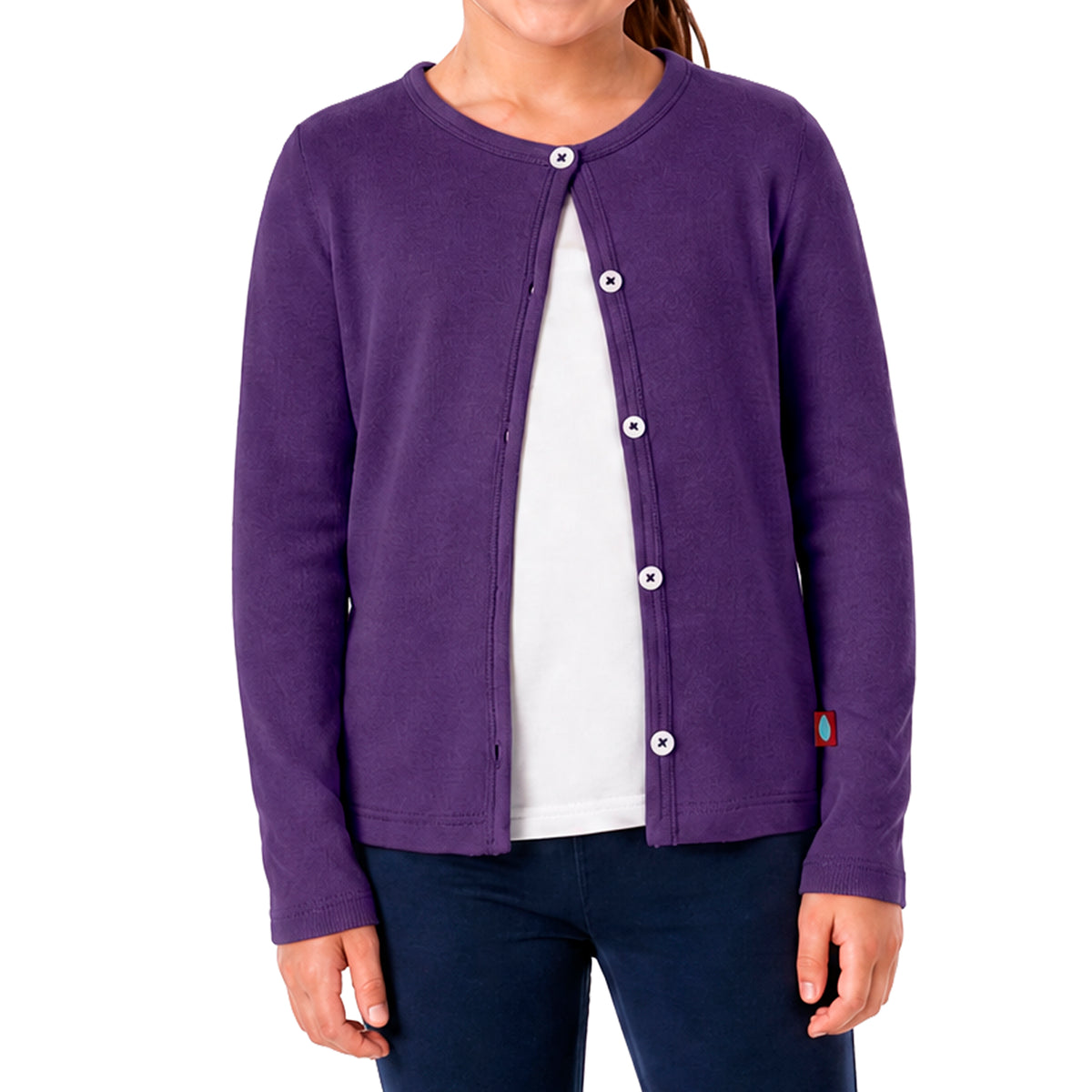 Girls Soft 100% Cotton Button-Down Cardigan | Purple