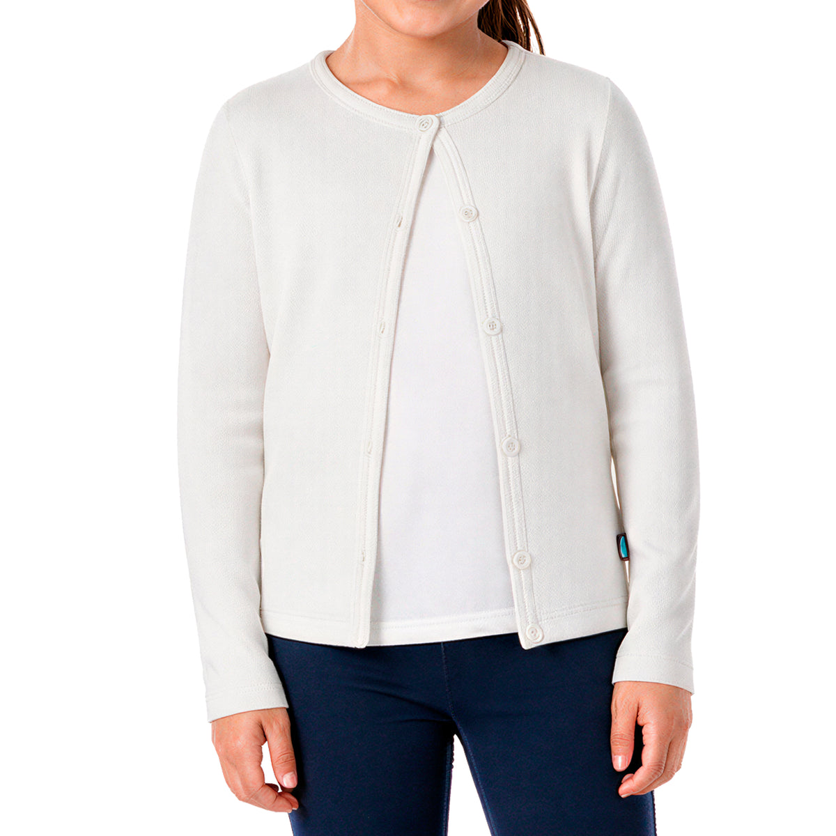 Girls Soft 100% Cotton Button-Down Cardigan | White