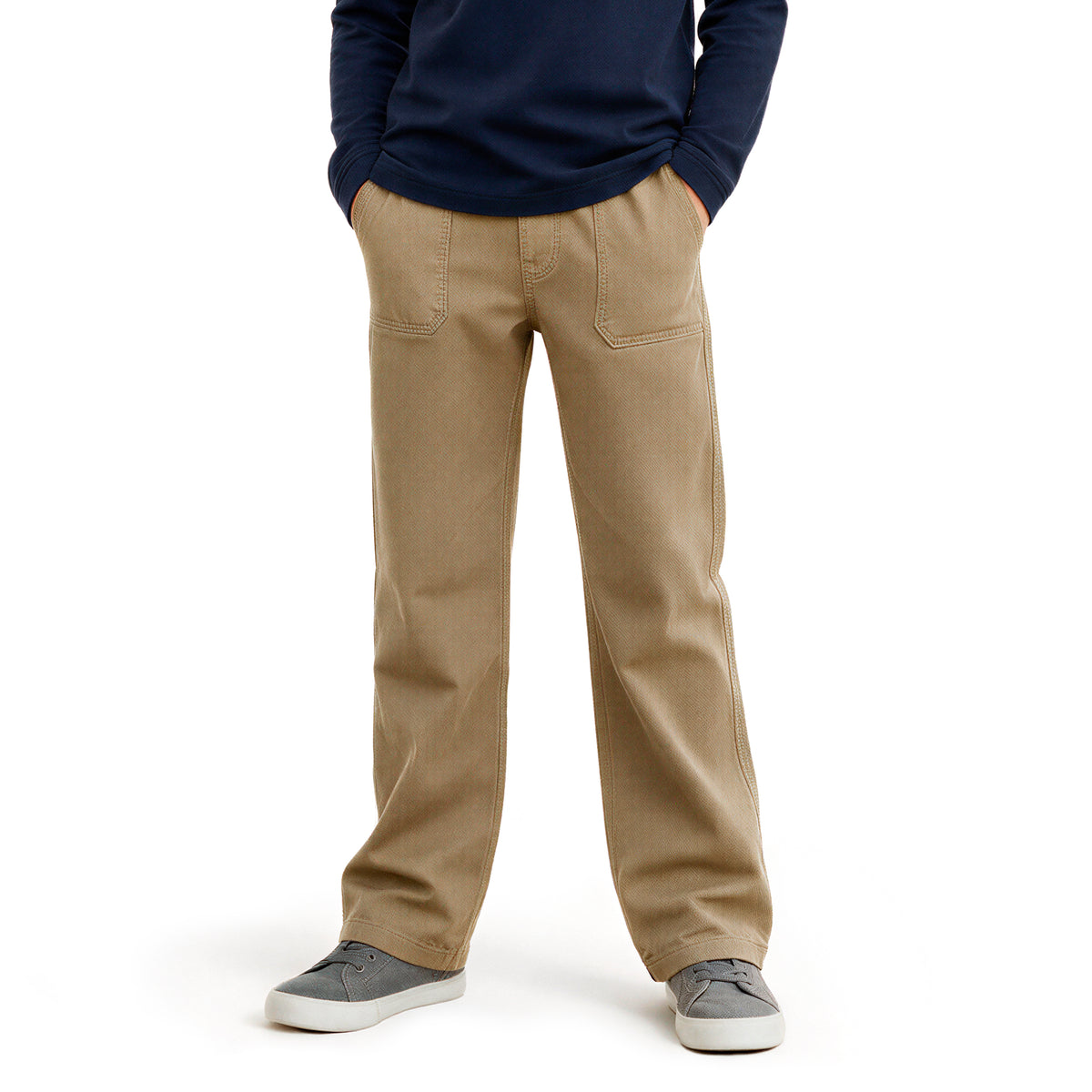 Boys Soft 100% Cotton 3-Pocket Jersey Pants - UPF 50+ | Dark Khaki