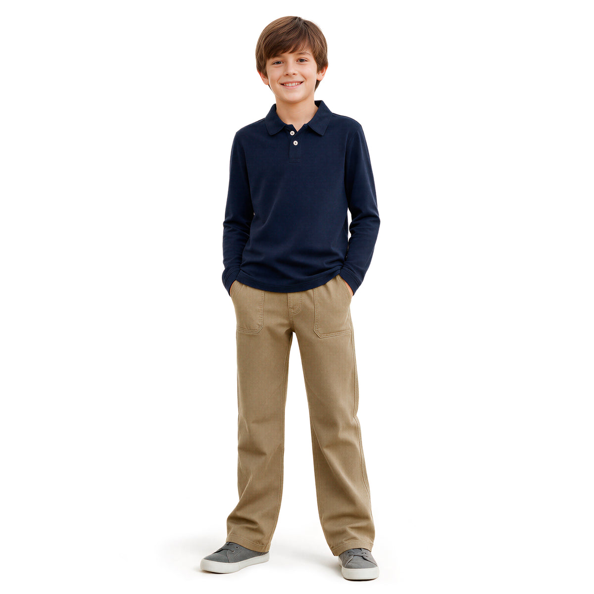 Boys Soft 100% Cotton 3-Pocket Jersey Pants - UPF 50+ | Dark Khaki