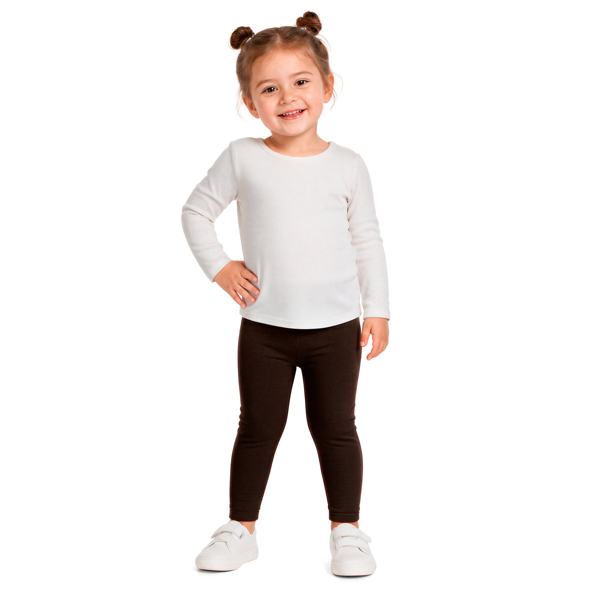 Girls Soft 100% Cotton Solid Colored Leggings | Chocolate
