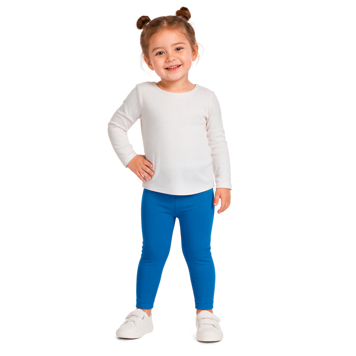 Girls Soft 100% Cotton Solid Colored Leggings | Crayon Blue