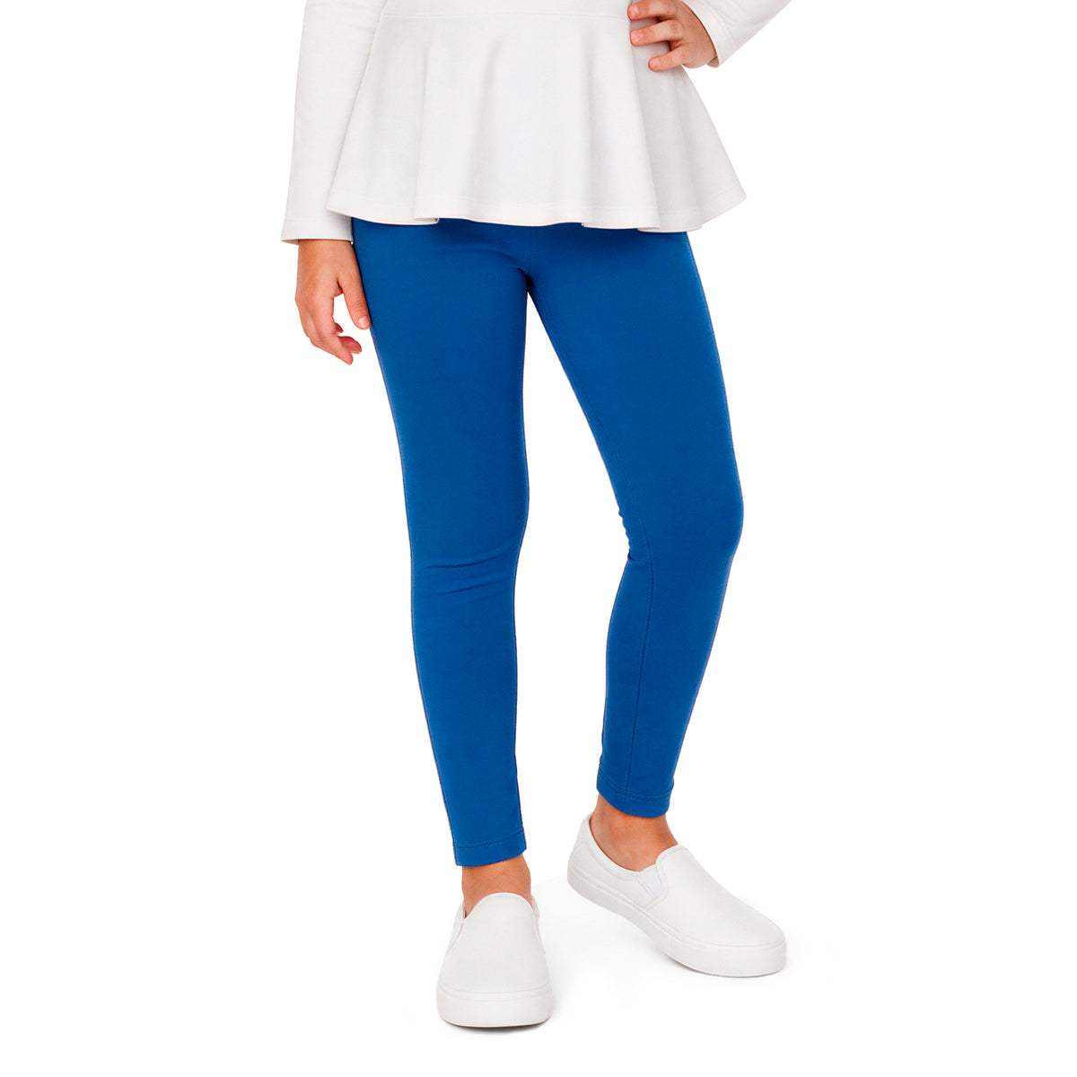 Girls Soft 100% Cotton Solid Colored Leggings | Crayon Blue