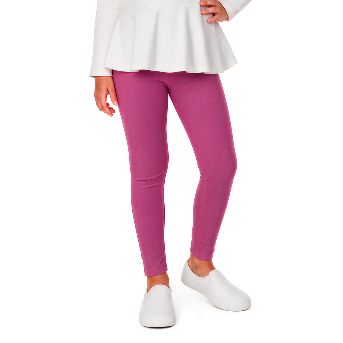 Girls Soft 100% Cotton Solid Colored Leggings | Plum
