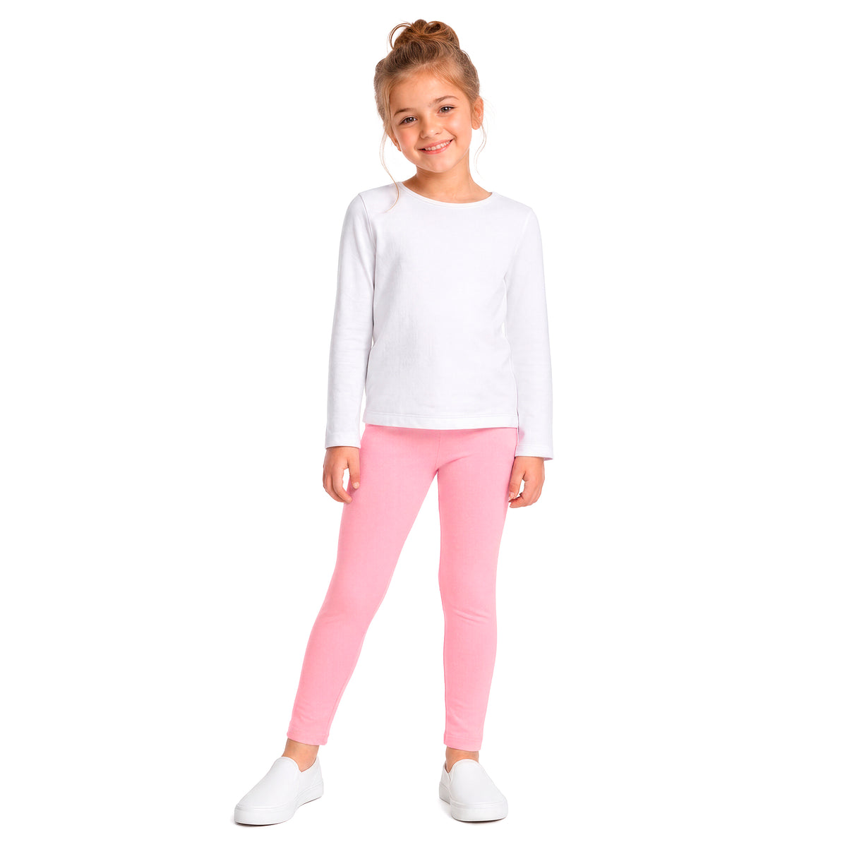 Girls Soft 100% Organic Cotton Leggings | Bright Light Pink