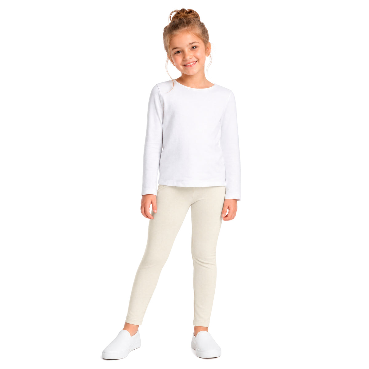 Girls Soft 100% Organic Cotton Leggings | Oatmeal