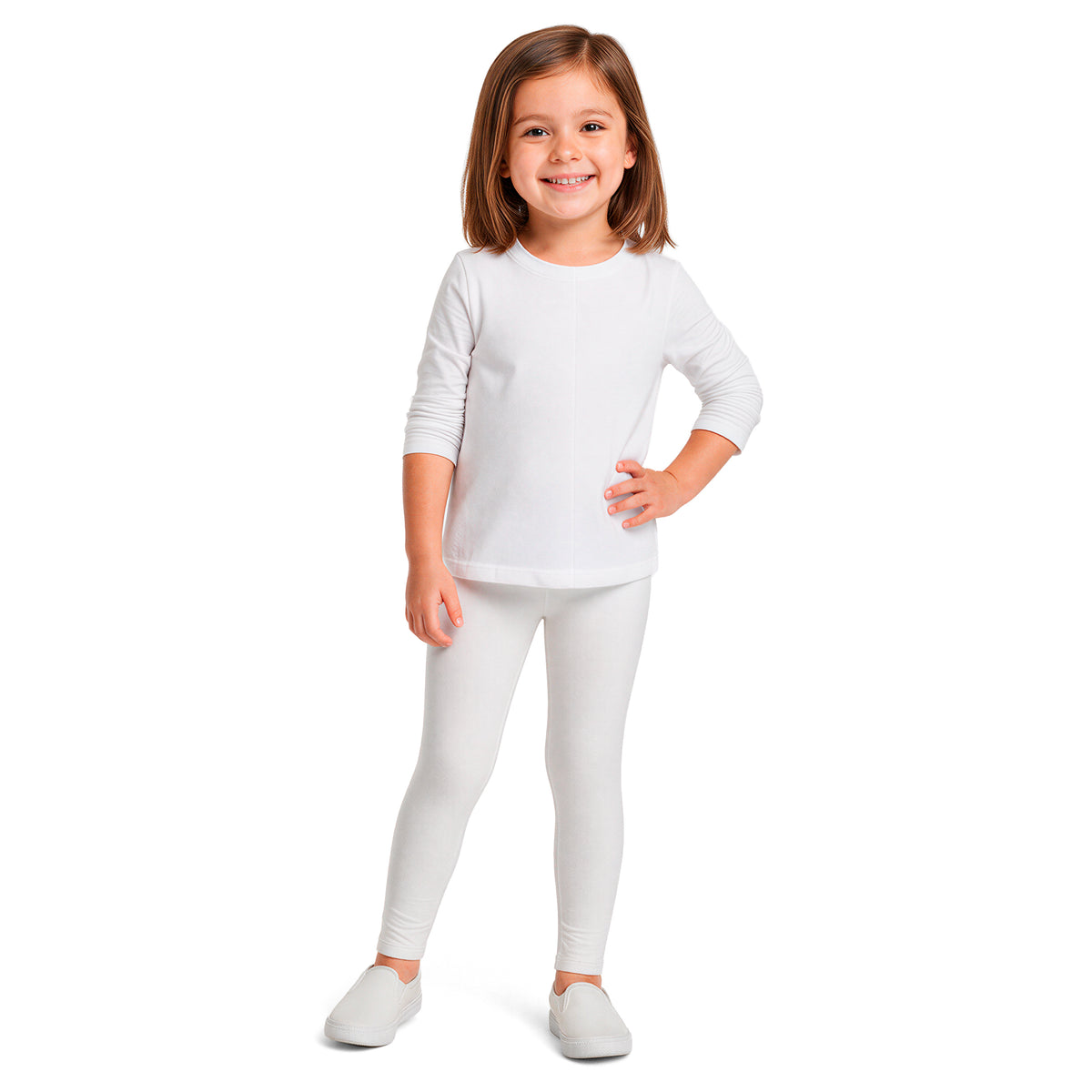 Girls Soft 100% Organic Cotton Leggings | White