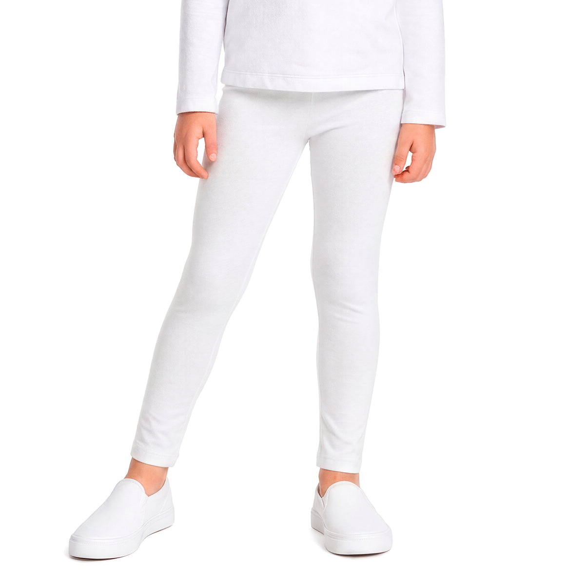 Girls Soft 100% Organic Cotton Leggings | White