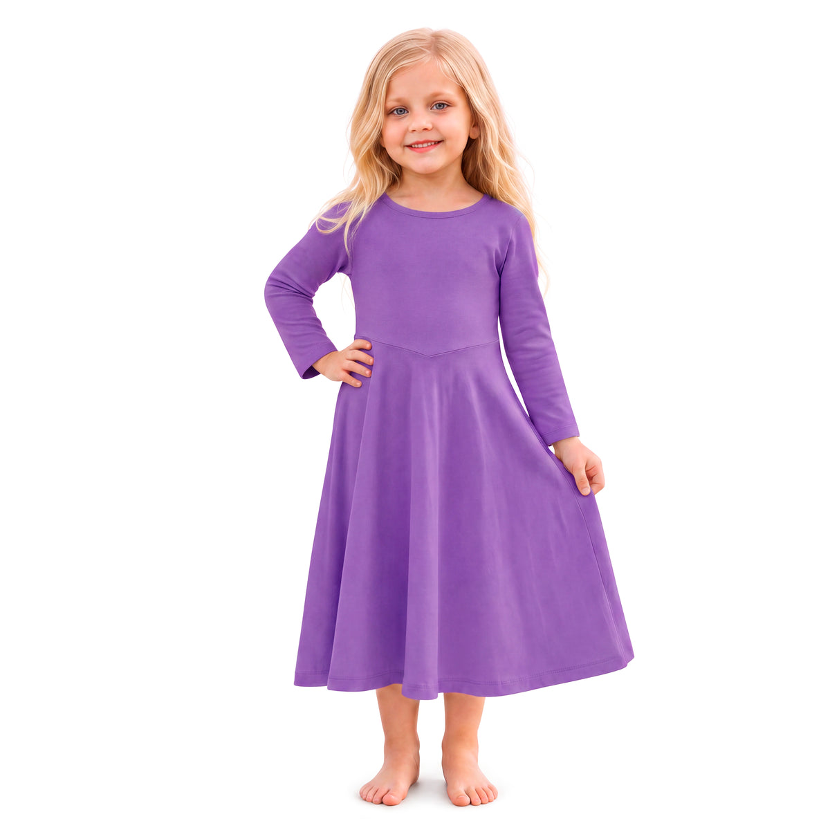 Girls Soft 100% Cotton Princess & Concert Dress | Deep Purple