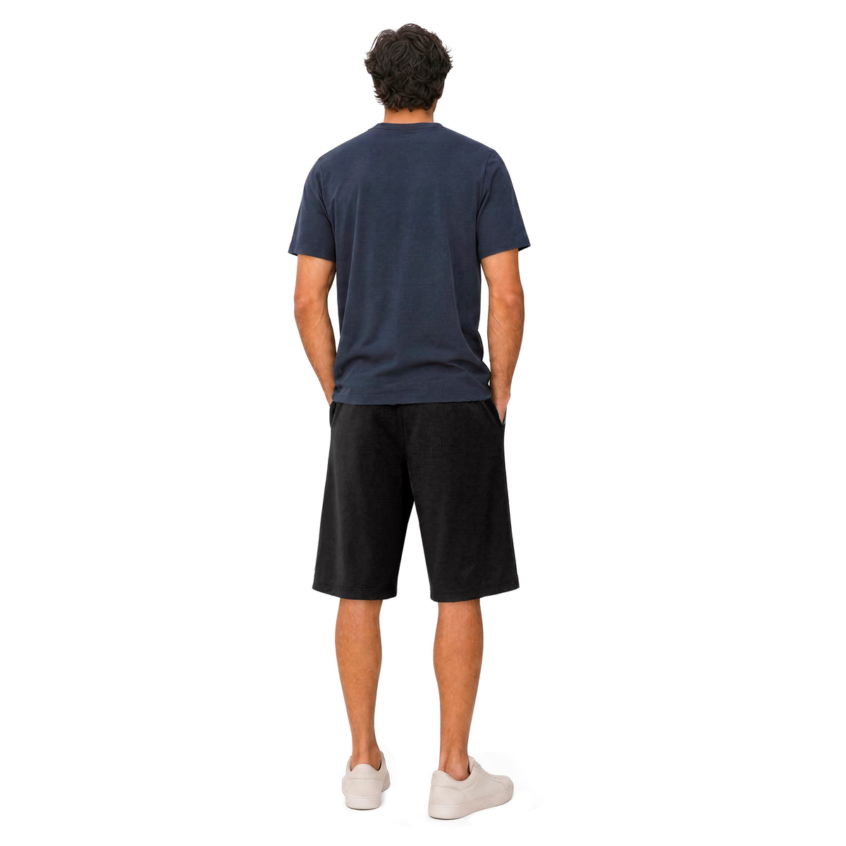 Men's Soft 100% Cotton Athletic Workout Lounge Pocket Shorts, UPF 50+ | Black