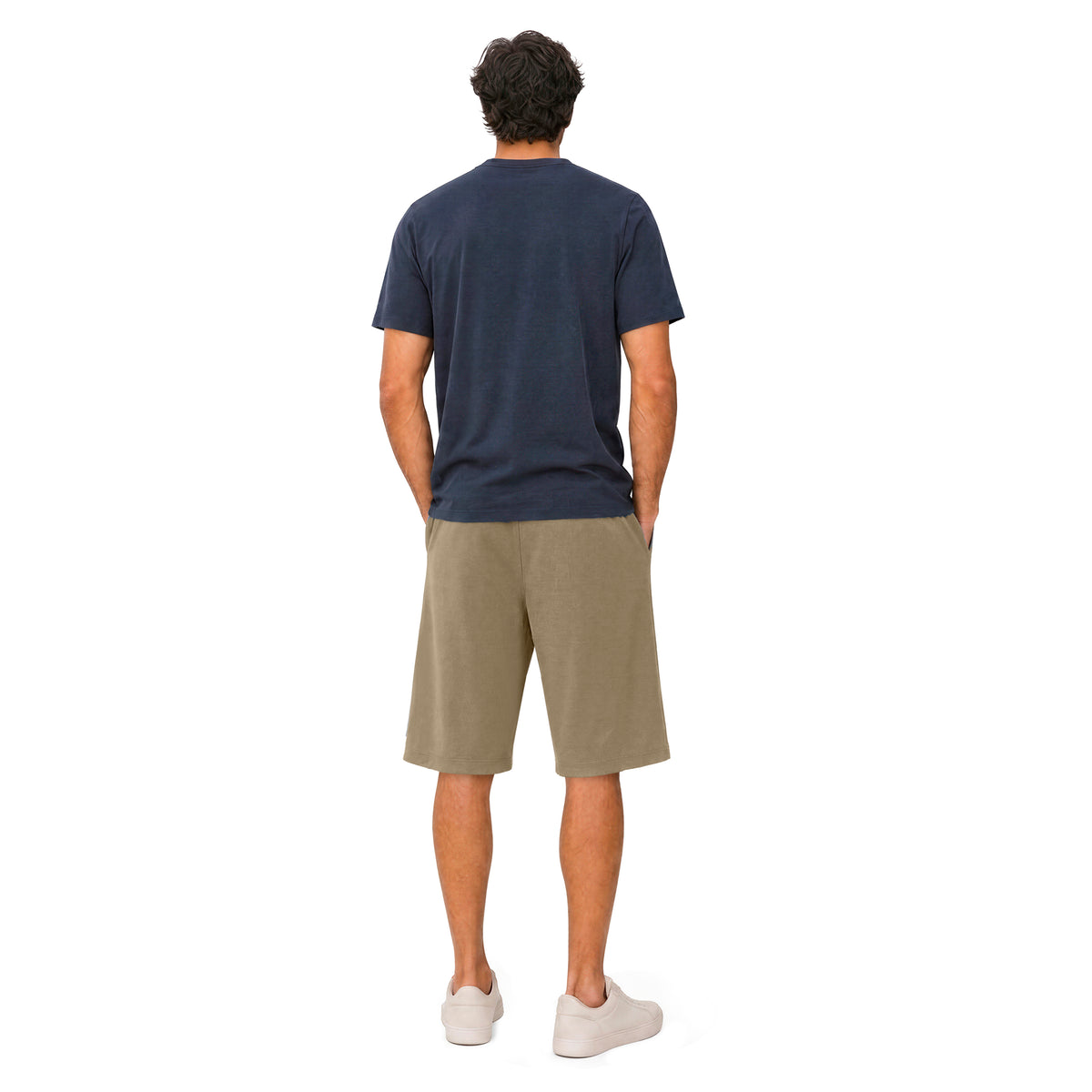 Men's Soft 100% Cotton Athletic Workout Lounge Pocket Shorts, UPF 50+ | Dark Khaki