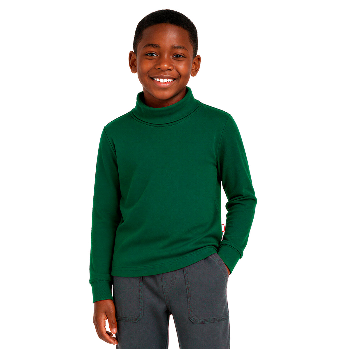 Boys and Girls Soft 100% Cotton Turtleneck | Forest Green