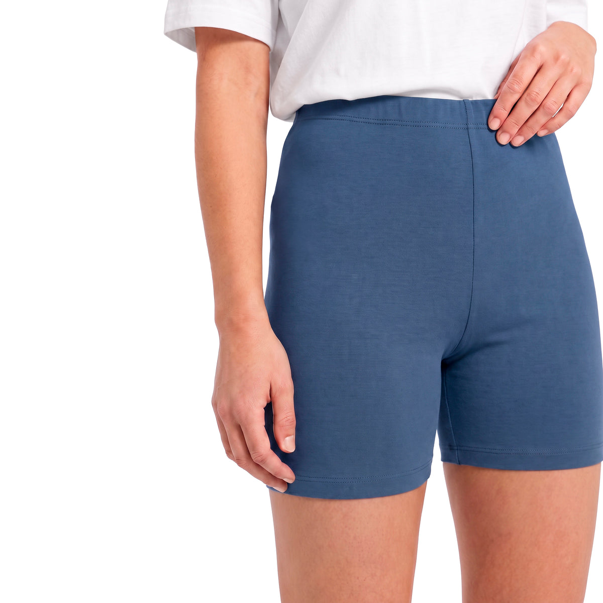 Women's Soft 100% Cotton Bike Short 5" Inseam | Denim Blue