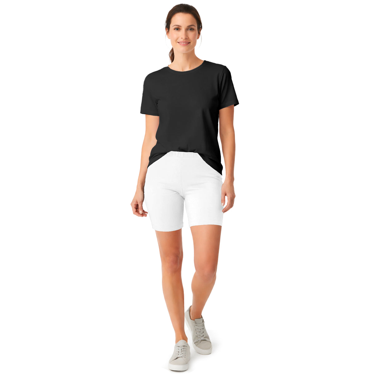 Women's Soft 100% Cotton Bike Short 5" Inseam | White