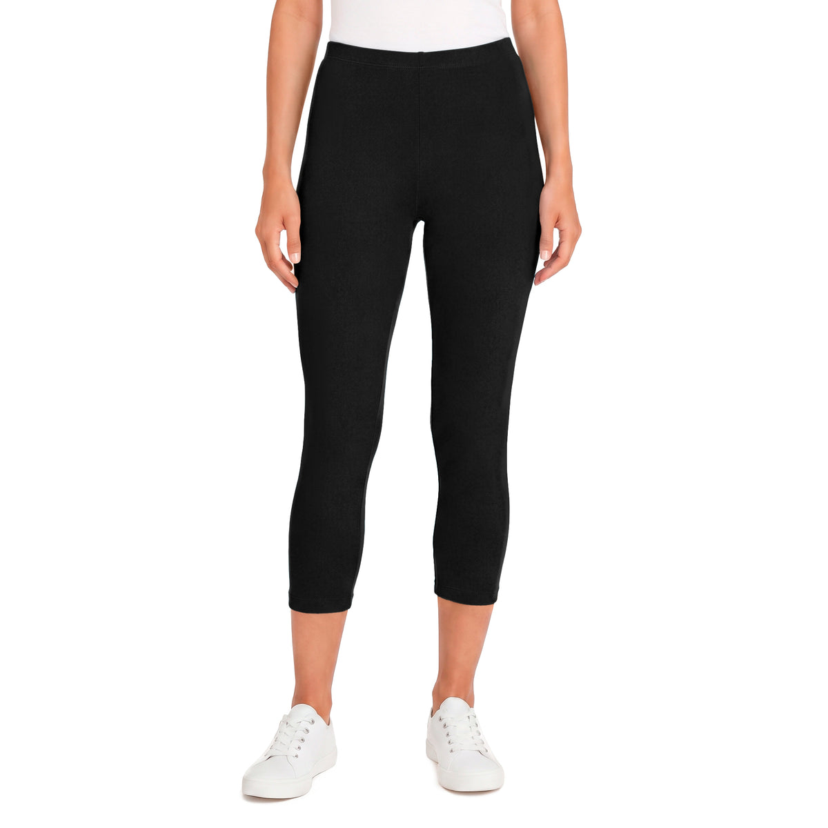 Women's 100% Cotton Soft Capri Leggings | Black