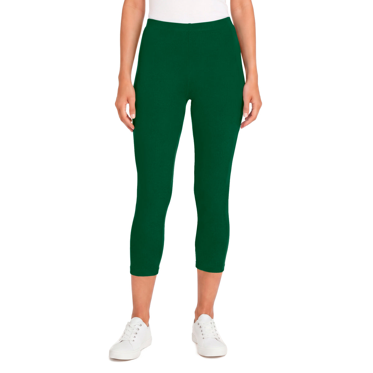 Women's 100% Cotton Soft Capri Leggings | Forest Green