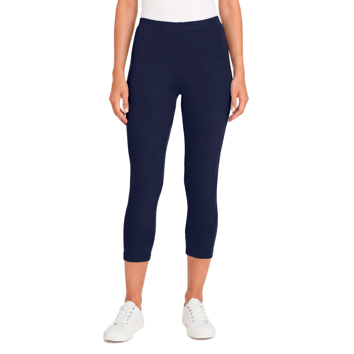 Women's 100% Cotton Soft Capri Leggings | Navy