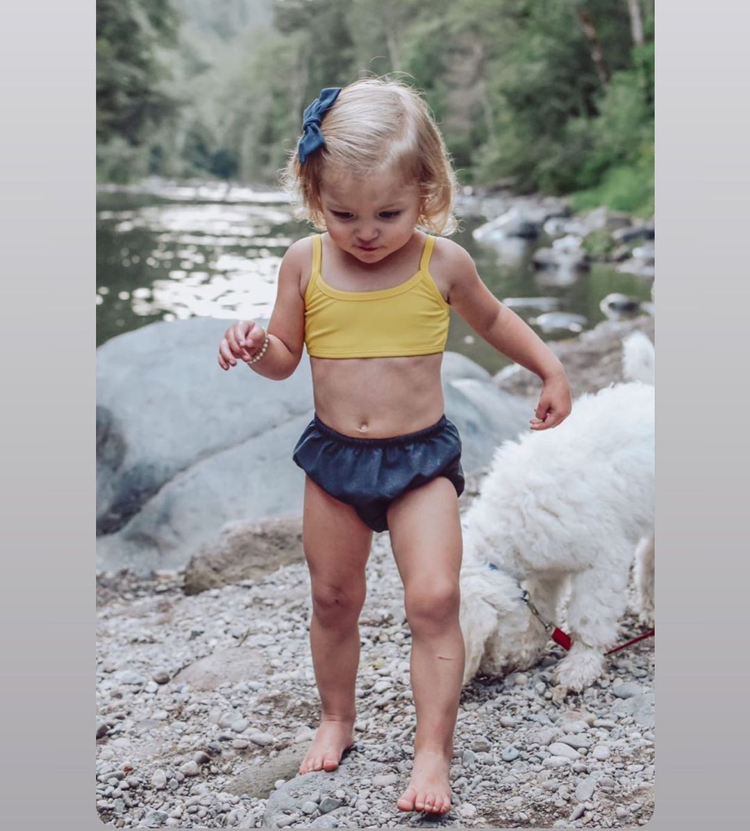 Girls UPF 50+ Printed Bikini Swim Top | Splatter