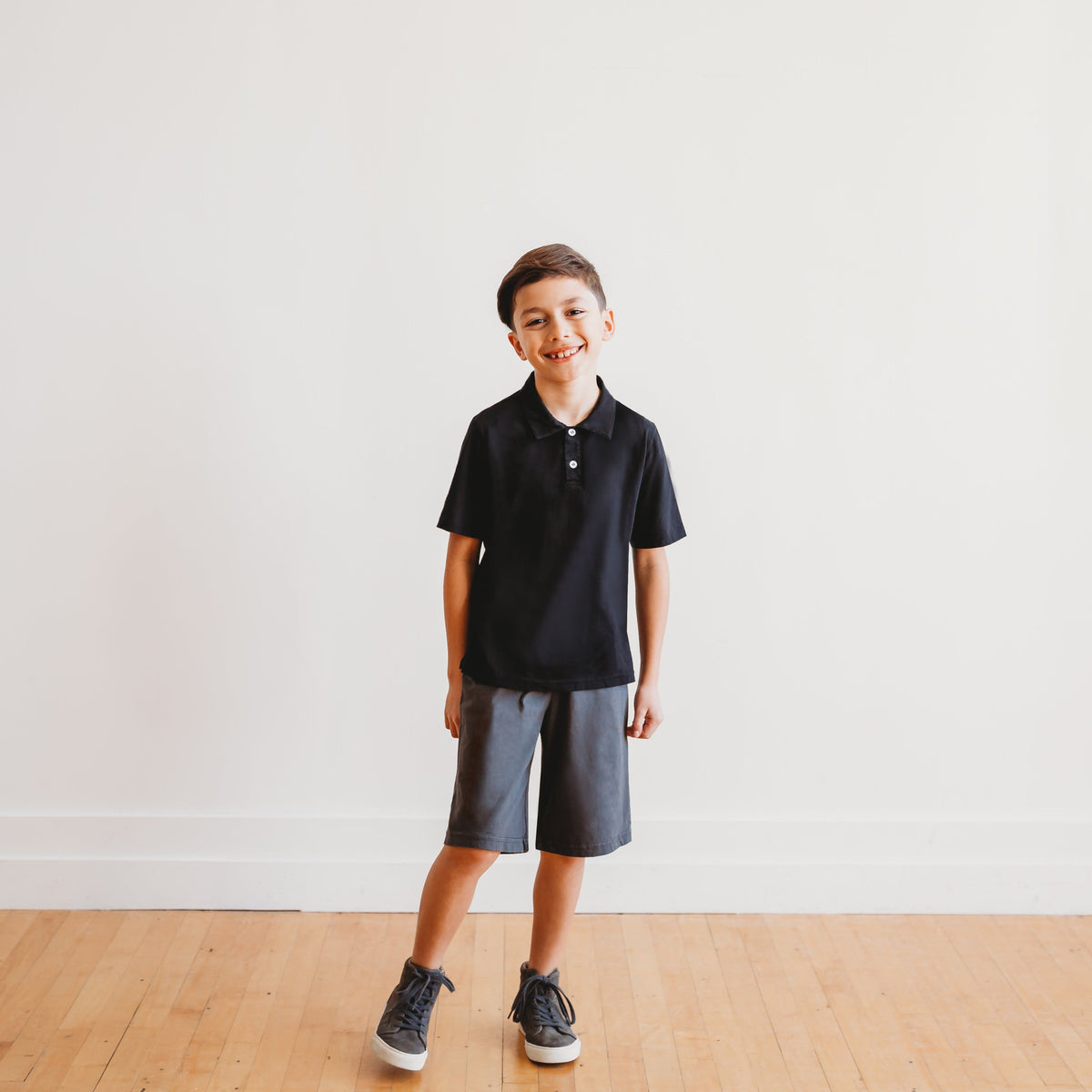 Boys Soft Cotton Athletic Short - UPF 50 + | Black