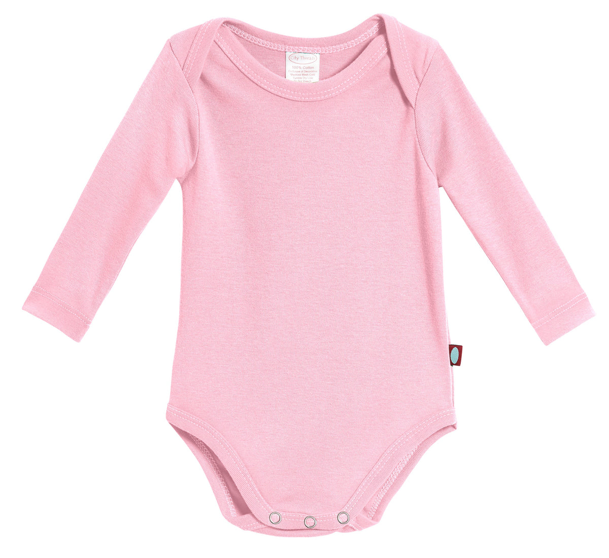 Super-Soft Organic Cotton Baby Rib Long Sleeve Snap Onesie| Bright Light Pink