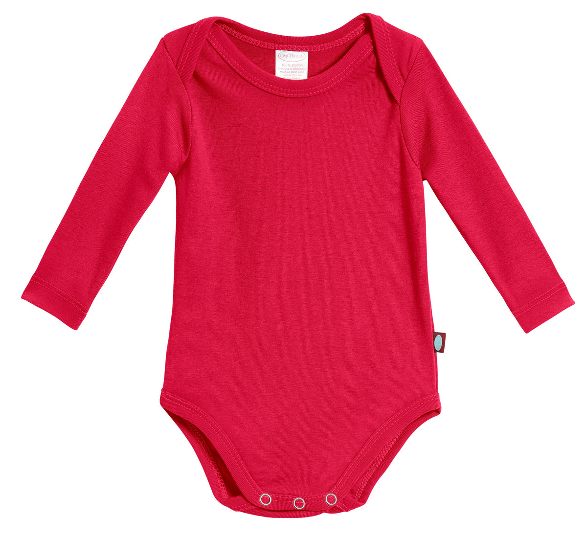 Super-Soft Organic Cotton Baby Rib Long Sleeve Snap Onesie| Candy Apple