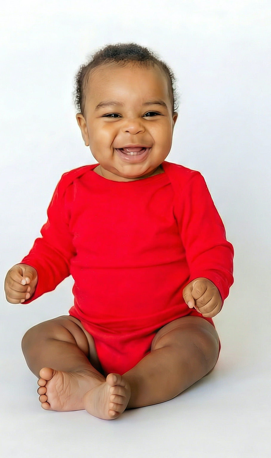 Super-Soft Organic Cotton Baby Rib Long Sleeve Snap Onesie| Candy Apple