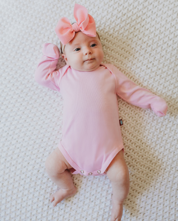 Super-Soft Organic Cotton Baby Rib Long Sleeve Snap Onesie| Candy