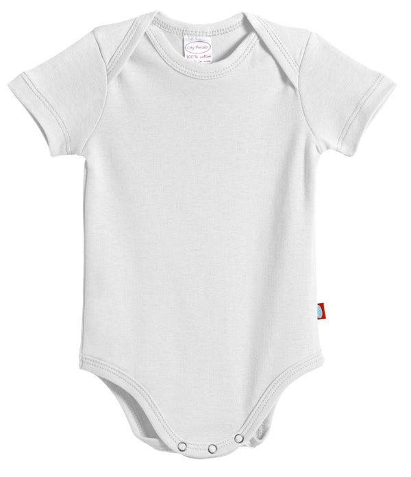 SuperSoft Organic Cotton Baby Rib Short Sleeve Snap Onesie White