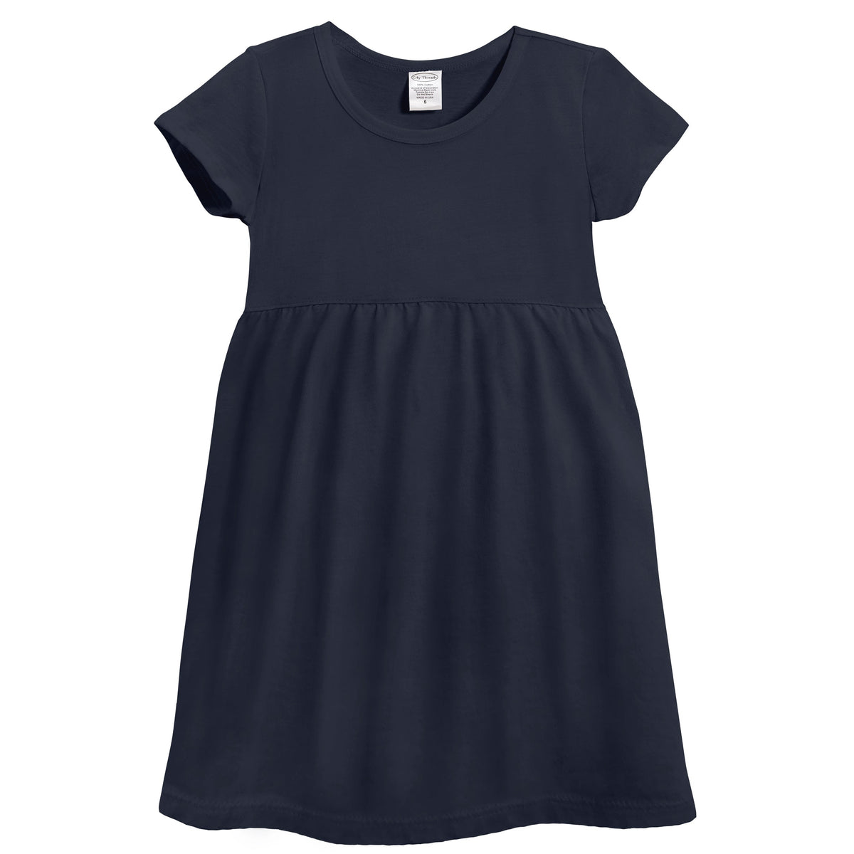 Soft Organic Cotton Empire Short Sleeve Sundress | Navy
